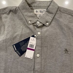 Original Penguin Mens Long Sleeve Button Up Oxford Shirt Stretch Dusty Olive XXL